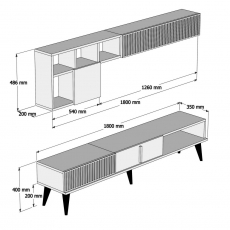 Obývacia stena Milan, 180 cm, orech/biela - 7