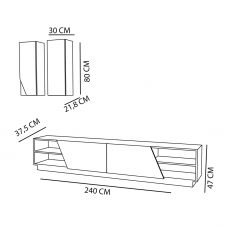 Obývacia stena Zebra, 240 cm, čierna / dub - 4