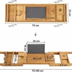 Odkládací podnos Linet, 109 cm, bambus - 5