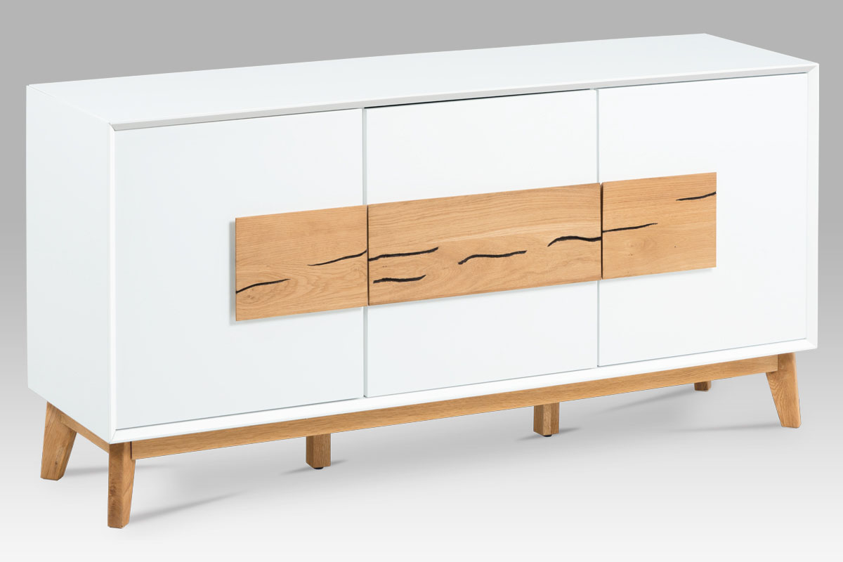 Odkládací skříň s dveřmi Kristen, 150 cm, bílá/dub