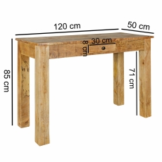 Odkladací stôl so zásuvkou Rustica, 120 cm, mangové drevo - 2