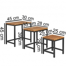 Odkládací stolek Alea (SADA 3 ks), 45 cm, masiv Sheesham - 3