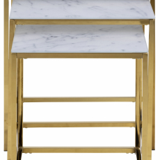 Odkládací stolek Alisma (SADA 3 ks), bílá / zlatá - 3