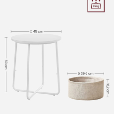 Odkládací stolek Arnolad, 45 cm, bílá - 3