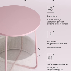 Odkládací stolek Arnolad, 45 cm, růžová - 7