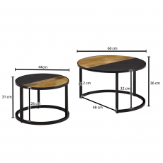 Odkládací stolek Berbes (SET2 ks), 60 cm, černá - 4