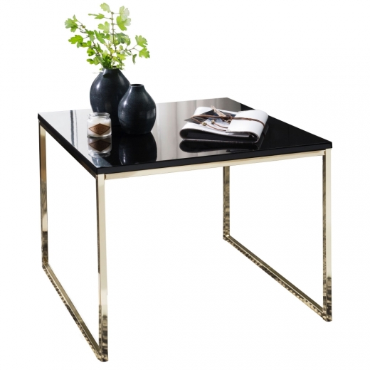 Odkládací stolek Bisa, 60 cm, černá / zlatá - 1