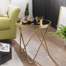 Odkládací stolek Cala, 46 cm, černá / zlatá - 2