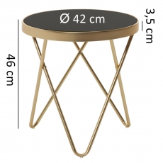 Odkládací stolek Cala, 46 cm, černá / zlatá - 4
