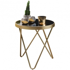 Odkládací stolek Cala, 46 cm, černá / zlatá