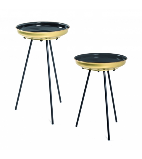 Odkládací stolek Ciara (SADA 2 ks), 66 cm, černá / zlatá
