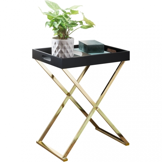 Odkládací stolek Dara, 61 cm, černá / zlatá - 1
