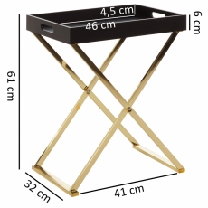 Odkládací stolek Dara, 61 cm, černá / zlatá - 4