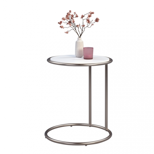Odkládací stolek Dexter, 45 cm, nerez/bílá - 1