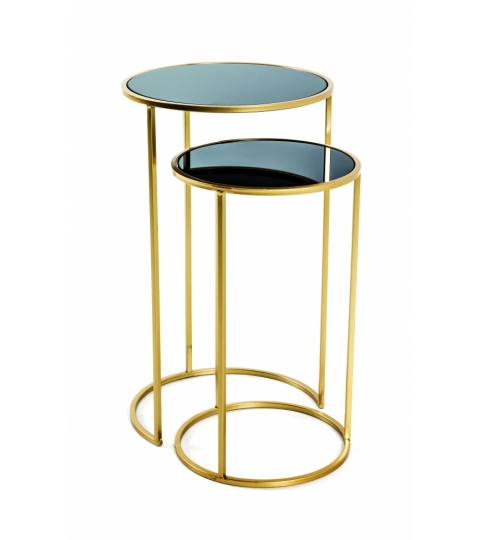 Odkládací stolek Fairy (SADA 2 ks), 60 cm, zlatá / černá