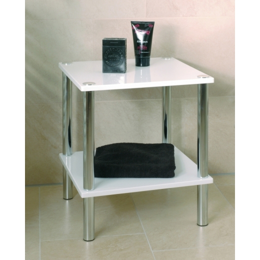 Odkládací stolek Finley, 47 cm, bílá / chrom - 1
