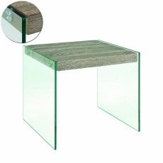 Odkládací stolek Heron, 35 cm, čirá / dub - 3