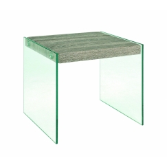 Odkládací stolek Heron, 35 cm, čirá / dub