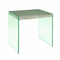 Odkládací stolek Heron, 43 cm, čirá / dub