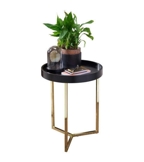 Odkládací stolek Hira, 51 cm, černá / zlatá