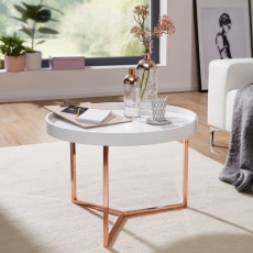 Odkládací stolek Hira, 58,5 cm, bílá / měděná - 2