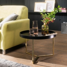 Odkládací stolek Hira, 58,5 cm, černá / zlatá - 3