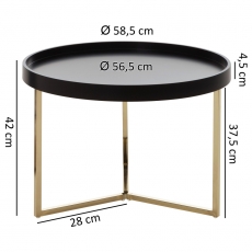 Odkládací stolek Hira, 58,5 cm, černá / zlatá - 4