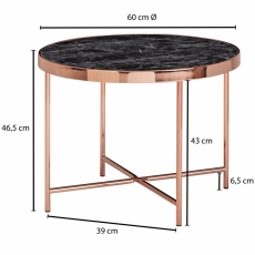 Odkládací stolek Kirst, 60 cm, černý mramor - 4