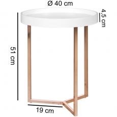 Odkládací stolek Lebron, 51 cm, bílá - 5