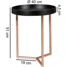 Odkládací stolek Lebron, 51 cm, černá - 3