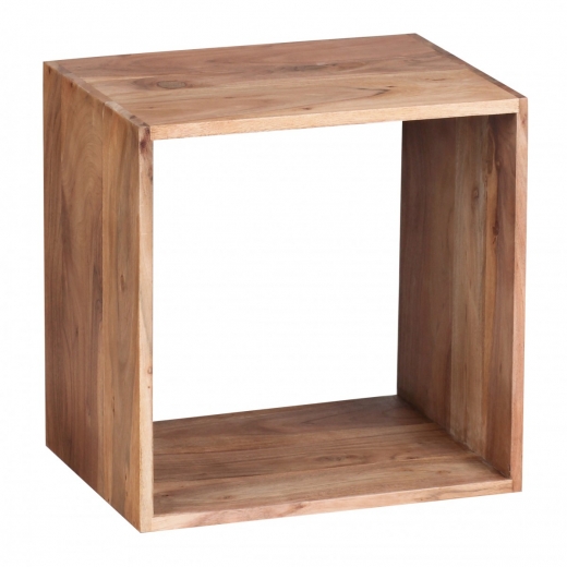 Odkládací stolek Mumbai cube, 43,5 cm, masiv akát - 1