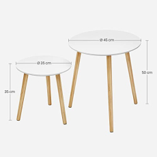 Odkládací stolek Nesty (SET 2 ks), 45 cm, bílá - 3