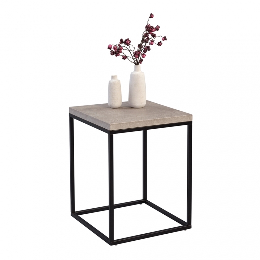 Odkládací stolek Olaf, 40 cm, beton/černá - 1