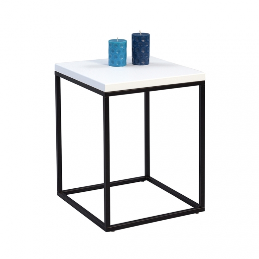 Odkládací stolek Olaf, 40 cm, bílá/černá - 1