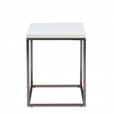 Odkládací stolek Olaf, 40 cm, bílá/nerez - 3
