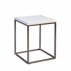 Odkládací stolek Olaf, 40 cm, bílá/nerez - 4