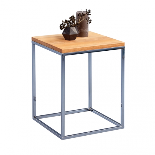 Odkládací stolek Olaf, 40 cm, buk/chrom - 1