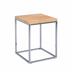 Odkládací stolek Olaf, 40 cm, dub/chrom - 3