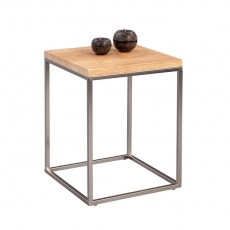 Odkládací stolek Olaf, 40 cm, dub/nerez - 1