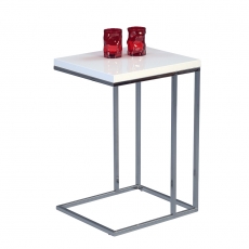Odkládací stolek Ragnar, 43 cm, bílá/chrom - 1