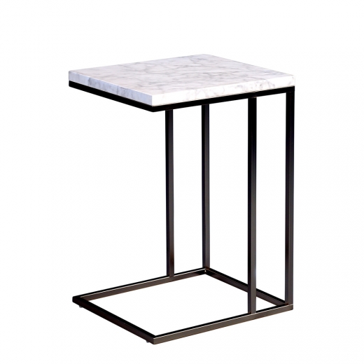 Odkládací stolek Ragnar, 43 cm, sv. mramor/černá - 1