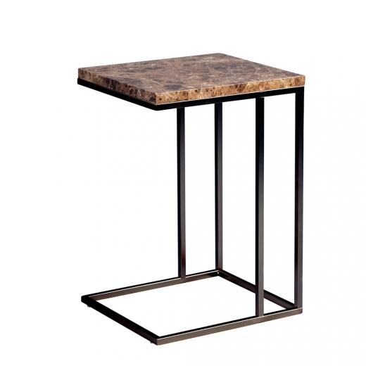 Odkládací stolek Ragnar, 43 cm, tm. mramor/černá - 1
