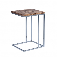 Odkládací stolek Ragnar, 43 cm, tm. mramor/chrom - 1
