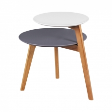 Odkládací stolek Scanio s 2 úrovněmi, 61 cm, bílá/šedá - 3