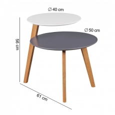 Odkládací stolek Scanio s 2 úrovněmi, 61 cm, bílá/šedá - 2