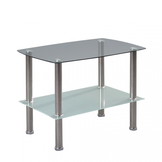 Odkládací stolek skleněný Zoom, 65 cm, čiré/pískované sklo - 1