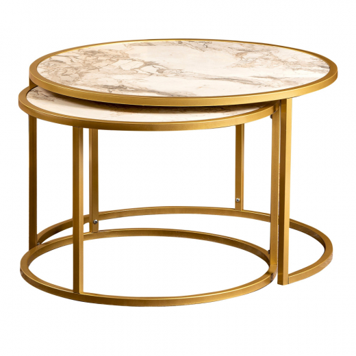Odkládací stolek Tambur, 80 cm, zlatá - 1