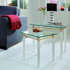 Odkládací stolek Terrell, 54 cm, bílá / zlatá - 3