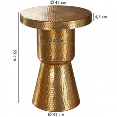 Odkládací stolek Tina, 59 cm, zlatá