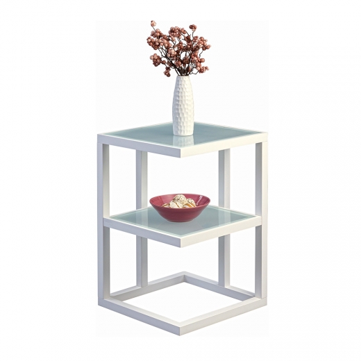 Odkládací stolek Urban, 40 cm, bílá/sklo - 1